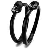 TK2300 - Stainless Steel Ring IP Black(Ion Plating) Women Top Grade Crystal Clear