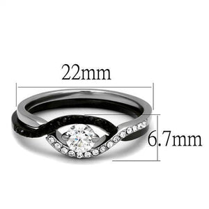 TK2301 - Stainless Steel Ring Two-Tone IP Black (Ion Plating) Women AAA Grade CZ Clear