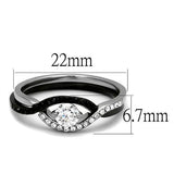 TK2301 - Stainless Steel Ring Two-Tone IP Black (Ion Plating) Women AAA Grade CZ Clear