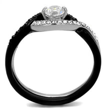 TK2301 - Stainless Steel Ring Two-Tone IP Black (Ion Plating) Women AAA Grade CZ Clear