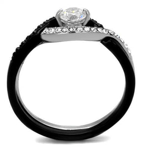 TK2301 - Stainless Steel Ring Two-Tone IP Black (Ion Plating) Women AAA Grade CZ Clear