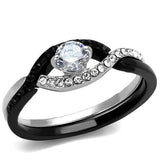 TK2301 - Stainless Steel Ring Two-Tone IP Black (Ion Plating) Women AAA Grade CZ Clear