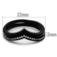 TK2302 - Stainless Steel Ring IP Black(Ion Plating) Women Top Grade Crystal Clear