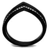 TK2302 - Stainless Steel Ring IP Black(Ion Plating) Women Top Grade Crystal Clear
