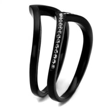 TK2302 - Stainless Steel Ring IP Black(Ion Plating) Women Top Grade Crystal Clear