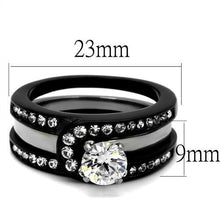 TK2303 - Stainless Steel Ring Two-Tone IP Black (Ion Plating) Women AAA Grade CZ Clear