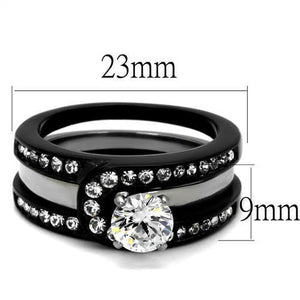 TK2303 - Stainless Steel Ring Two-Tone IP Black (Ion Plating) Women AAA Grade CZ Clear
