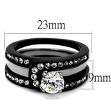 TK2303 - Stainless Steel Ring Two-Tone IP Black (Ion Plating) Women AAA Grade CZ Clear