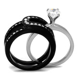 TK2303 - Stainless Steel Ring Two-Tone IP Black (Ion Plating) Women AAA Grade CZ Clear