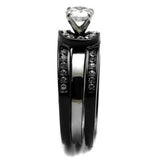 TK2303 - Stainless Steel Ring Two-Tone IP Black (Ion Plating) Women AAA Grade CZ Clear