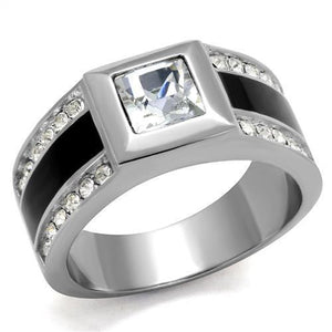 TK2308 - Stainless Steel Ring High polished (no plating) Men Top Grade Crystal Clear