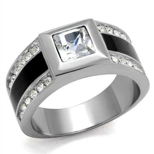 TK2308 - Stainless Steel Ring High polished (no plating) Men Top Grade Crystal Clear