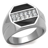 TK2309 - Stainless Steel Ring High polished (no plating) Men Top Grade Crystal Clear