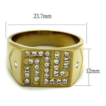 TK2311 - Stainless Steel Ring IP Gold(Ion Plating) Men Top Grade Crystal Clear