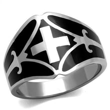 TK2314 - Stainless Steel Ring High polished (no plating) Men Epoxy Jet