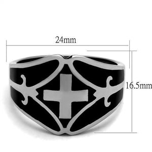 TK2314 - Stainless Steel Ring High polished (no plating) Men Epoxy Jet