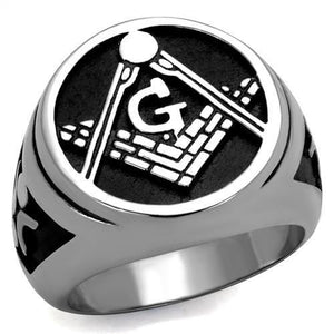 TK2315 - Stainless Steel Ring High polished (no plating) Men Epoxy Jet