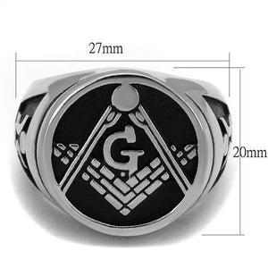TK2315 - Stainless Steel Ring High polished (no plating) Men Epoxy Jet