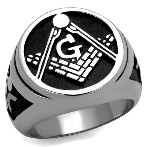 TK2315 - Stainless Steel Ring High polished (no plating) Men Epoxy Jet