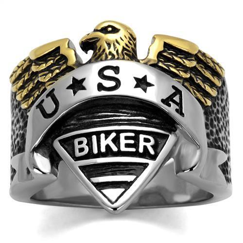 TK2327 - Stainless Steel Ring Two-Tone IP Gold (Ion Plating) Men Epoxy Jet