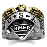 TK2327 - Stainless Steel Ring Two-Tone IP Gold (Ion Plating) Men Epoxy Jet