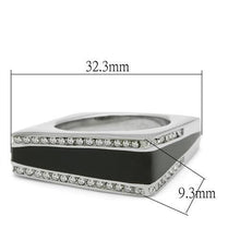 TK232 - Stainless Steel Ring High polished (no plating) Women Top Grade Crystal Clear