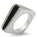 TK232 - Stainless Steel Ring High polished (no plating) Women Top Grade Crystal Clear