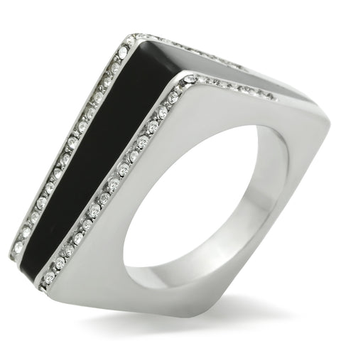 TK232 - Stainless Steel Ring High polished (no plating) Women Top Grade Crystal Clear