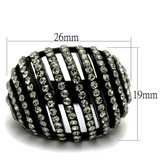 TK2345 - Stainless Steel Ring IP Black(Ion Plating) Women Top Grade Crystal Black Diamond