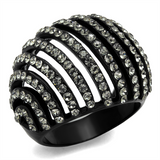 TK2345 - Stainless Steel Ring IP Black(Ion Plating) Women Top Grade Crystal Black Diamond