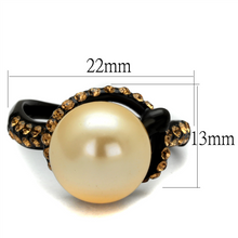 TK2349 - Stainless Steel Ring IP Black(Ion Plating) Women Synthetic Topaz