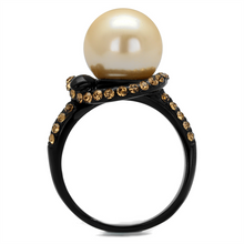 TK2349 - Stainless Steel Ring IP Black(Ion Plating) Women Synthetic Topaz