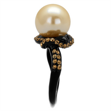 TK2349 - Stainless Steel Ring IP Black(Ion Plating) Women Synthetic Topaz