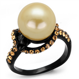 TK2349 - Stainless Steel Ring IP Black(Ion Plating) Women Synthetic Topaz