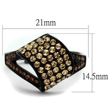 TK2351 - Stainless Steel Ring IP Black(Ion Plating) Women Top Grade Crystal Smoked Quartz
