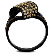 TK2351 - Stainless Steel Ring IP Black(Ion Plating) Women Top Grade Crystal Smoked Quartz
