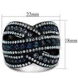 TK2352 - Stainless Steel Ring IP Black(Ion Plating) Women Top Grade Crystal Montana