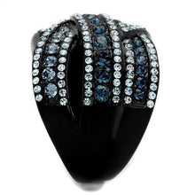 TK2352 - Stainless Steel Ring IP Black(Ion Plating) Women Top Grade Crystal Montana
