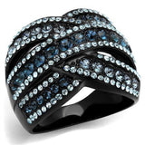 TK2352 - Stainless Steel Ring IP Black(Ion Plating) Women Top Grade Crystal Montana