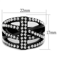 TK2354 - Stainless Steel Ring IP Black(Ion Plating) Women Top Grade Crystal Clear