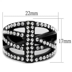TK2354 - Stainless Steel Ring IP Black(Ion Plating) Women Top Grade Crystal Clear