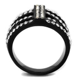 TK2354 - Stainless Steel Ring IP Black(Ion Plating) Women Top Grade Crystal Clear