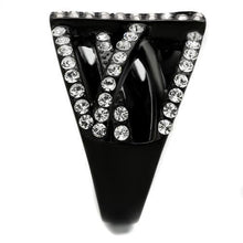 TK2354 - Stainless Steel Ring IP Black(Ion Plating) Women Top Grade Crystal Clear