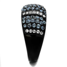 TK2355 - Stainless Steel Ring IP Black(Ion Plating) Women Top Grade Crystal Montana