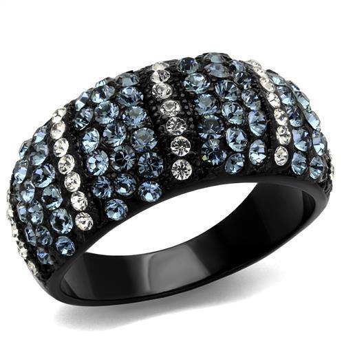 TK2355 - Stainless Steel Ring IP Black(Ion Plating) Women Top Grade Crystal Montana
