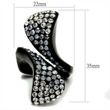 TK2360 - Stainless Steel Ring IP Black(Ion Plating) Women Top Grade Crystal Montana