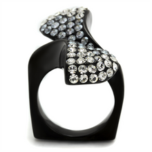 TK2360 - Stainless Steel Ring IP Black(Ion Plating) Women Top Grade Crystal Montana