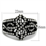 TK2363 - Stainless Steel Ring IP Black(Ion Plating) Women Top Grade Crystal Clear