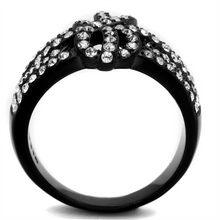 TK2363 - Stainless Steel Ring IP Black(Ion Plating) Women Top Grade Crystal Clear