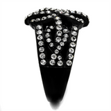 TK2363 - Stainless Steel Ring IP Black(Ion Plating) Women Top Grade Crystal Clear